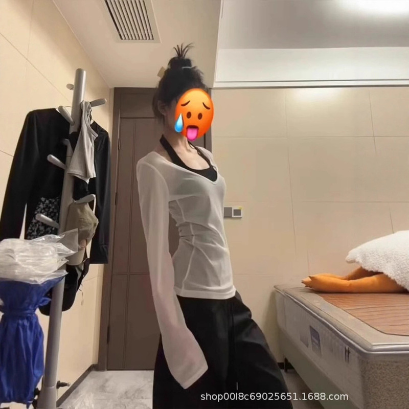 Hot Girl Slimming Look White Design Long-Sleeved T-Shirt with Bottoming Shirt for Women Autumn and Winter 2024 New Top