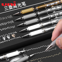 日本uni三菱UM-153防水速记中性笔太字1.0mm签字笔金银白色高光笔