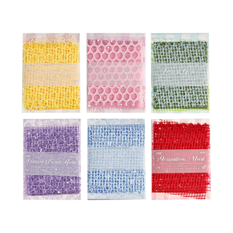 Paquete de materiales de collage de hilo ligero de malla de sombreado simple DIY material de decoración de malla jacquard hecha a mano sin adhesión