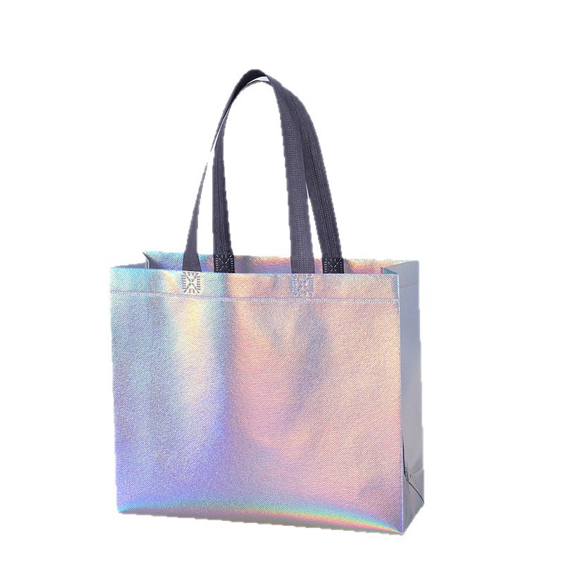 Amazon colorido láser transfronterizo bolsas no tejidas recubiertas de película de comercio exterior logotipo de impresión spot bolsas de regalo de compras