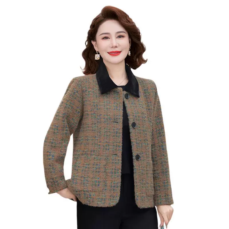 Среднего возраста ароматное пальто женский 2025 новый весенний маленький мужчина мама с лацканом французский темперамент темперамент шерстяной топ