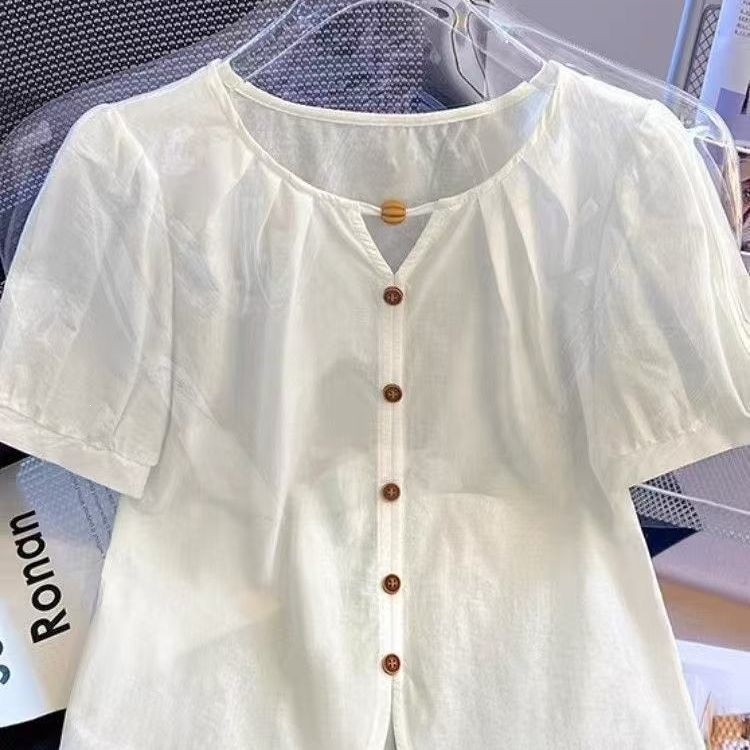 Summer shirt with a round collar