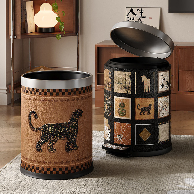 Meishida Vintage-Style Trash Can for Home Use, 2025 New Model, Light Luxury High-End American Retro Design for Living Room and Bedroom, High Aesthetic Value Meishida Vintage-Style Trash Can for Home Use, 2025 New Model, Light Luxury High-End American Retro Design for Living Room and Bedroom, High Aesthetic Value