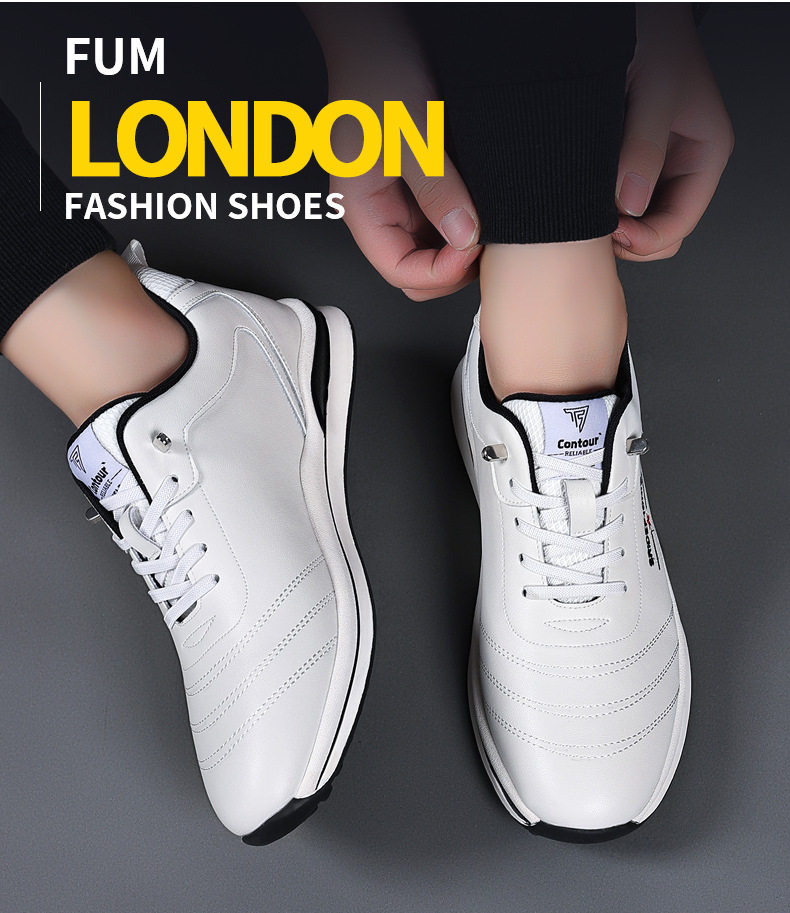 Giày sneaker nam da bò phối màu, đế cao su gót thấp 1–3 cm, dây thun tiện lợi — PZ905 màu trắng, PZ905 màu đen chi tiết 4