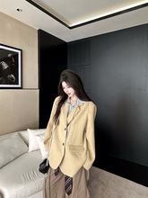 2025新款高级感气质卡其毛呢西装外套女秋季宽松显瘦小众百搭上衣