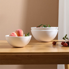 Western-style ceramic pure white soup bowl deep bowl household instant noodle bowl simple salad bowl large dessert bowl fruit bowl tableware