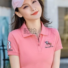 yh2022新款韩版修身半袖女T恤上衣翻领短袖体恤休闲运动POLO衫女
