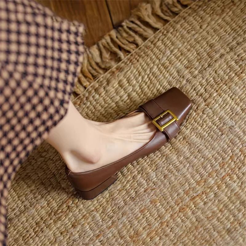 Retro autumn Mary Jane shoes low-cut square toe
