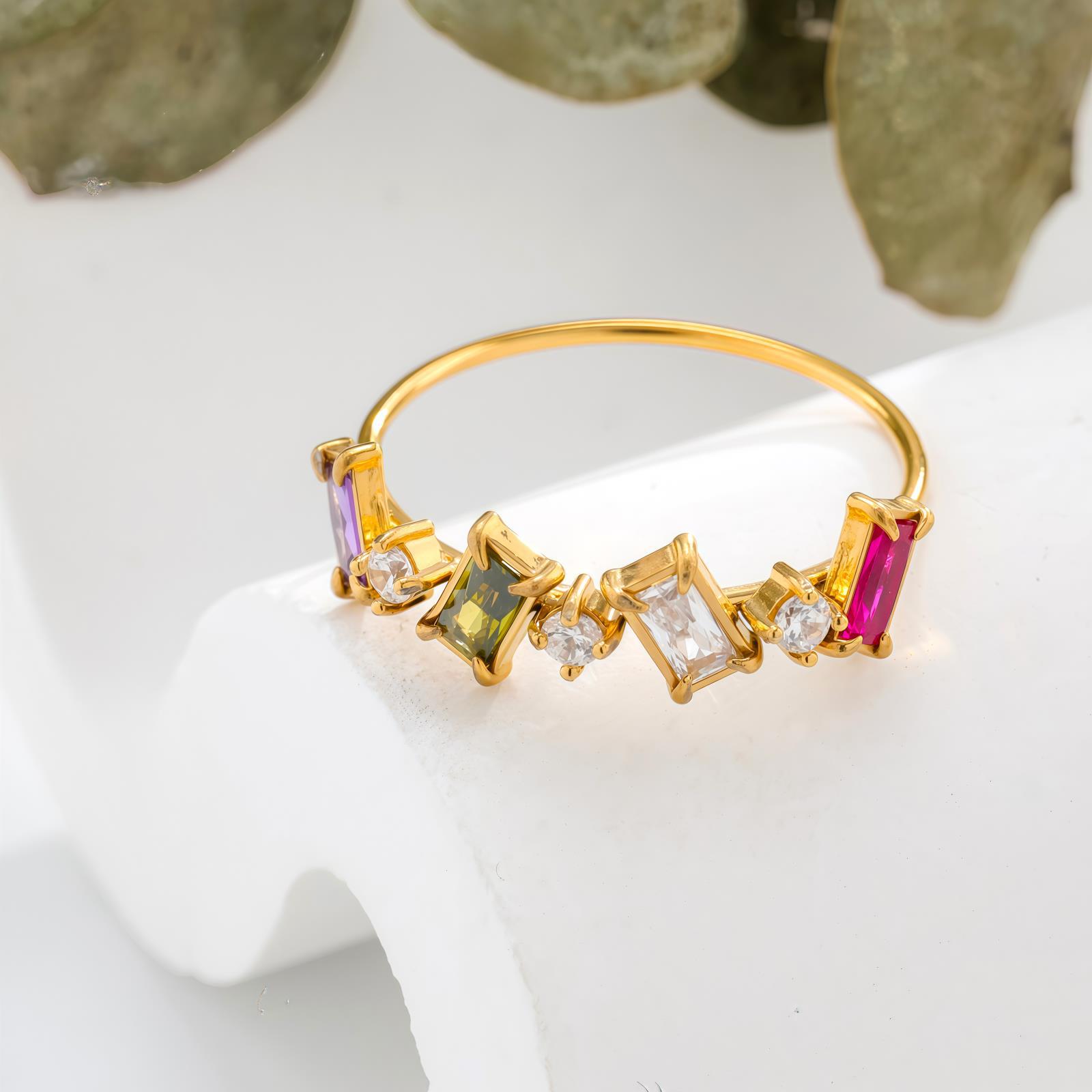 Colorful Stackable Ring For Women, Gold-plated Niche Jewelry_voghion.com