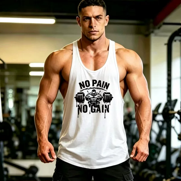 Cross-Border Fitness Vest for Men, Fashionable American-Style Summer Sports Top, Loose Tank Top, Sleeveless Training Clothing