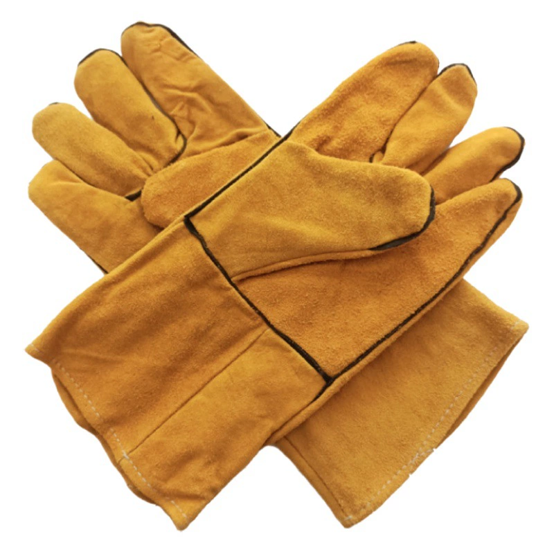 Перчатки сварщика, сварочные перчатки, красные длинные коровьи желтые длинные двухслойные сварочные перчатки из воловьей кожи с изоляцией Gary