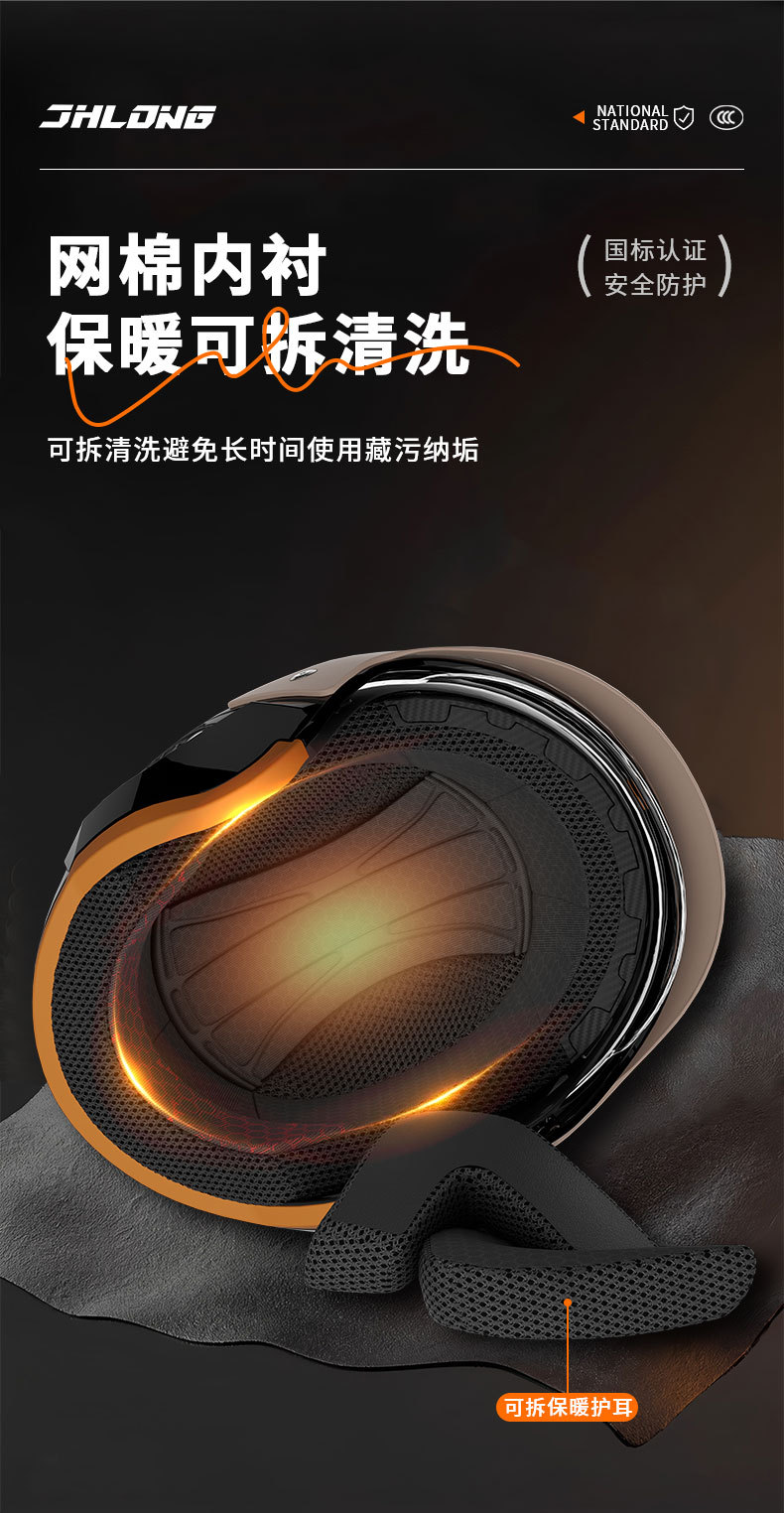 Junhaolong New National Standard Electric Motorcycle Helmet for Men and Women Autumn and Winter New Anti-Fog Warm Safety Helmet Half Helmet