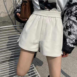 开叉灯芯绒短裤女秋冬新款学生高腰宽松显瘦外穿靴裤休闲阔腿裤子