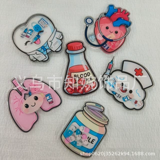 亚克力摇摇乐卡通护士衣服医用个性别针萌物 钥匙扣DIY贴片包包
