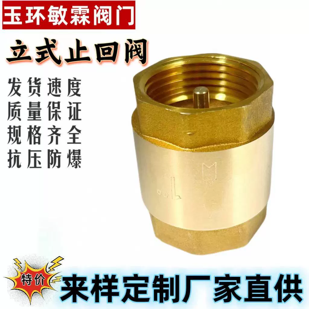 Фабрика прямых продаж односторонний клапан четырехдюймовый медный сердечник утолщение внутренней резьбы обратная пружина латунный обратный клапан DN100