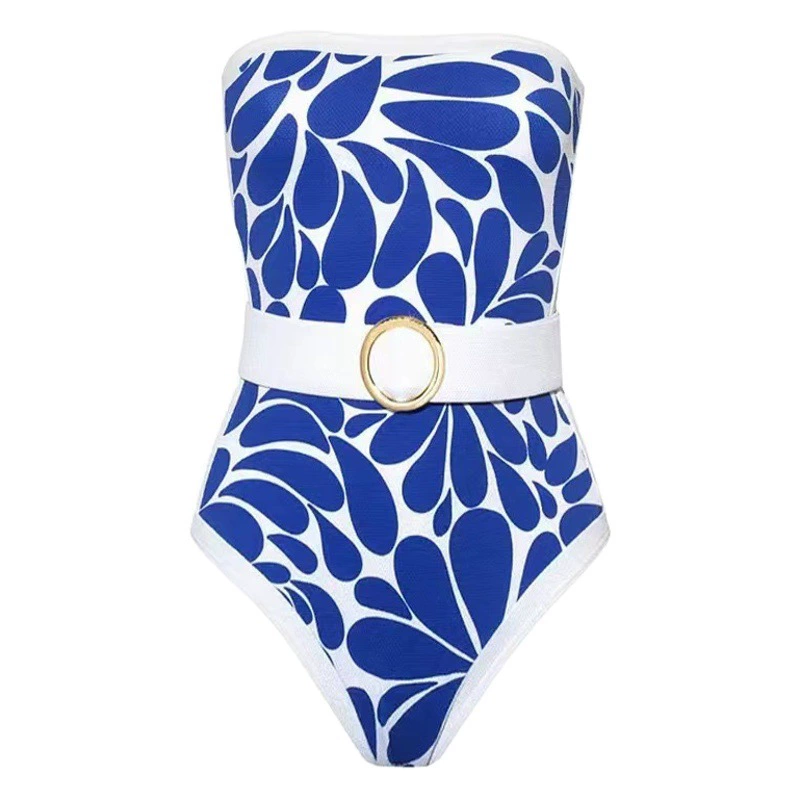 Новый слитный купальник Amazon для женщин, модный принтованный купальник в стиле французского ретро для курортов и горячих источников, AliExpress
