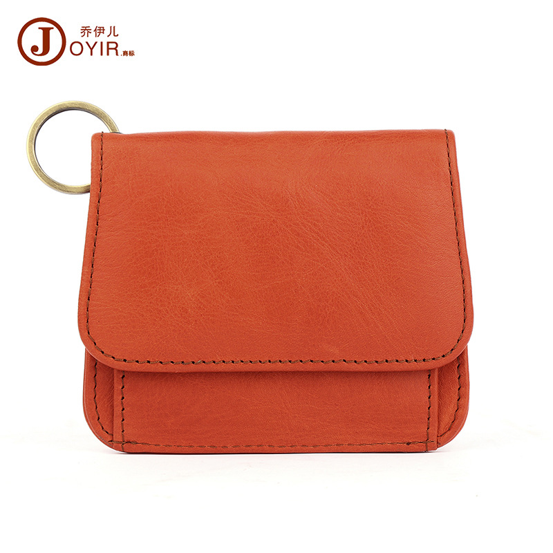 Cartera de cuero genuino niñas corto embrague con llavero monedero bolso de las mujeres multi-tarjeta RFID pequeña cartera al por mayor