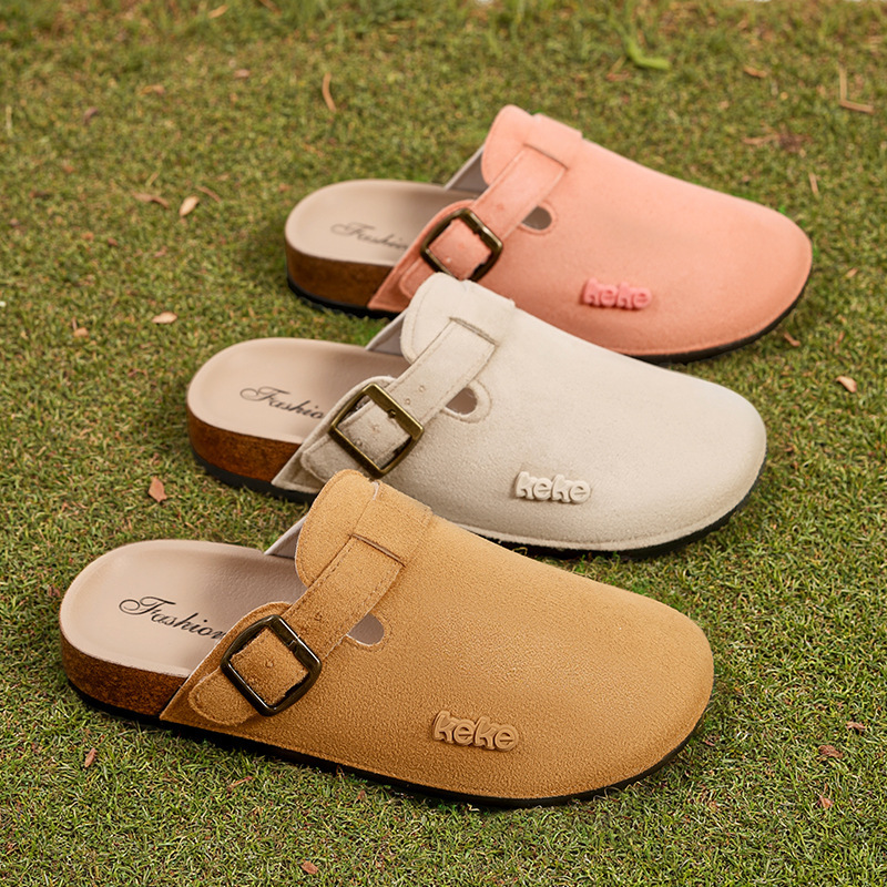 2025 New Cross-border plus size Bocken Baotou Half Slippers Cartoon Sandals Women's Summer Outfit Round Toe Half Slippers Lazy Shoes