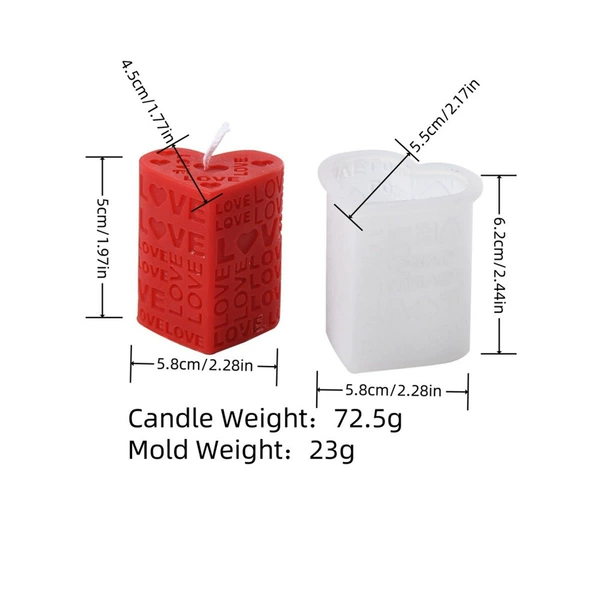 Силиконовая форма для свечей, сердце LOVE, столбик, WS2502