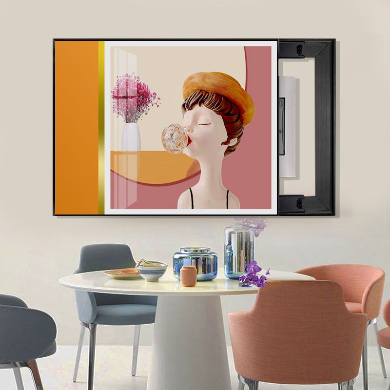 Caja de medidor eléctrico pintura decorativa moderna minimalista caja de puerta eléctrica que cubre la luz caja de distribución de lujo colgando pintura restaurante flip que cubre mural