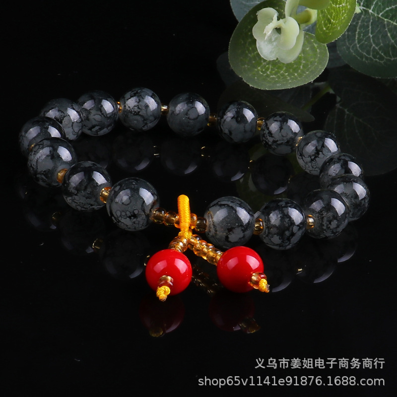 2021新款復古水晶小吊墜手鍊多色系混彩裂紋珠桶珠手串拼多多貨源