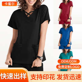 亚马逊手术室短袖洗手服女上衣短T工作服护士手术师隔离衣工作服C