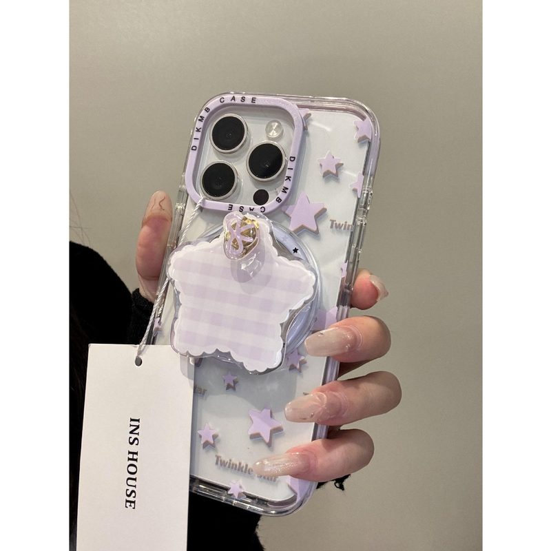 适用华为mate70pro手机壳苹果16pro韩系格纹星星mate60pro防摔透|undefined