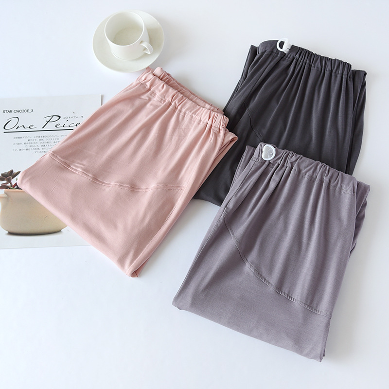 Modal maternity pants, spring and autumn maternity home pajamas, can be worn outside, summer large size adjustable confinement pants