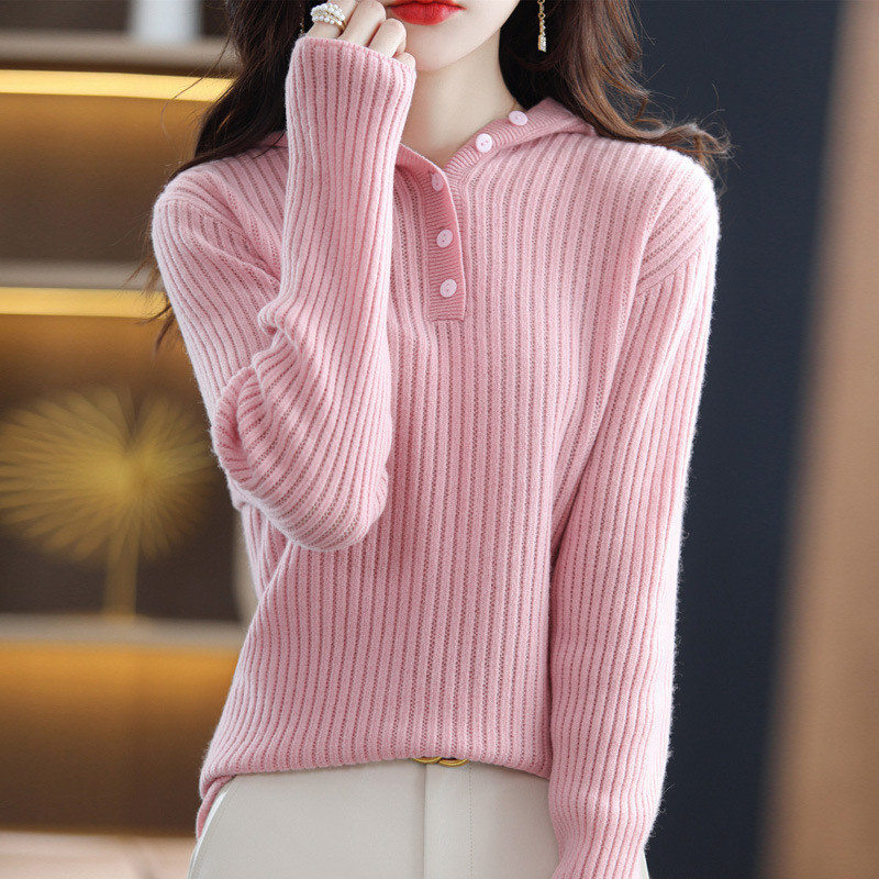 Autumn and Winter New Mountain Cashmere Sweater Women's Hooded Sweater Loose Pullover Knitted Vintage Sweater Base Sweater Hoodie