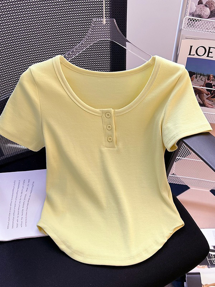 Summer design crooked short short sleeve T-shirt