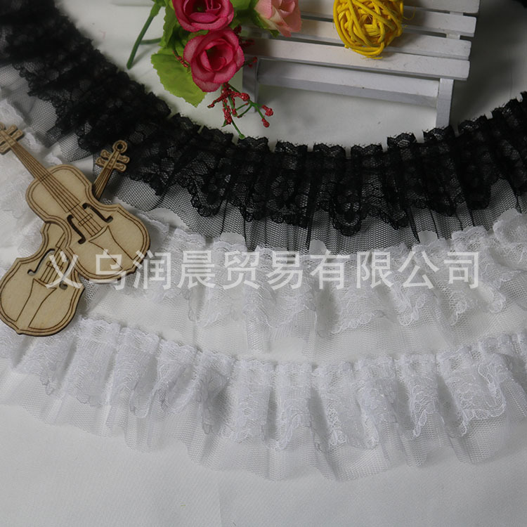 定货5cm蕾丝网纱褶皱打折花边服装装饰家纺窗帘装饰DIY工艺品玩具