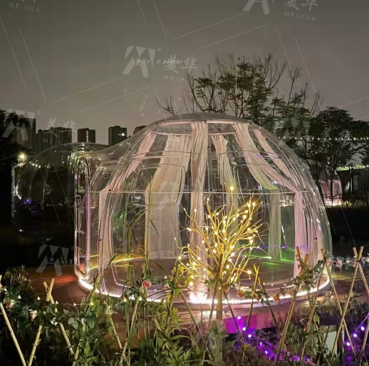 360 grados completamente transparente habitación estrellada Bar comedor Bar café sala de té punto escénico B & B sala de visualización en línea Red Live House