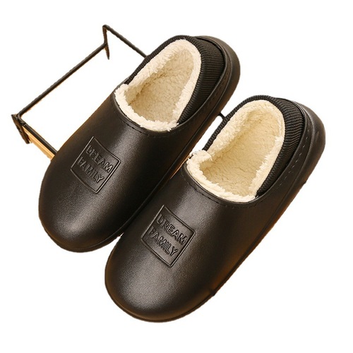  Autumn/Winter Cotton Slippers with Heel Support, Non-Slip Cotton Shoes for Indoor and Outdoor Home Waterproof Couple Soft Home Slippers