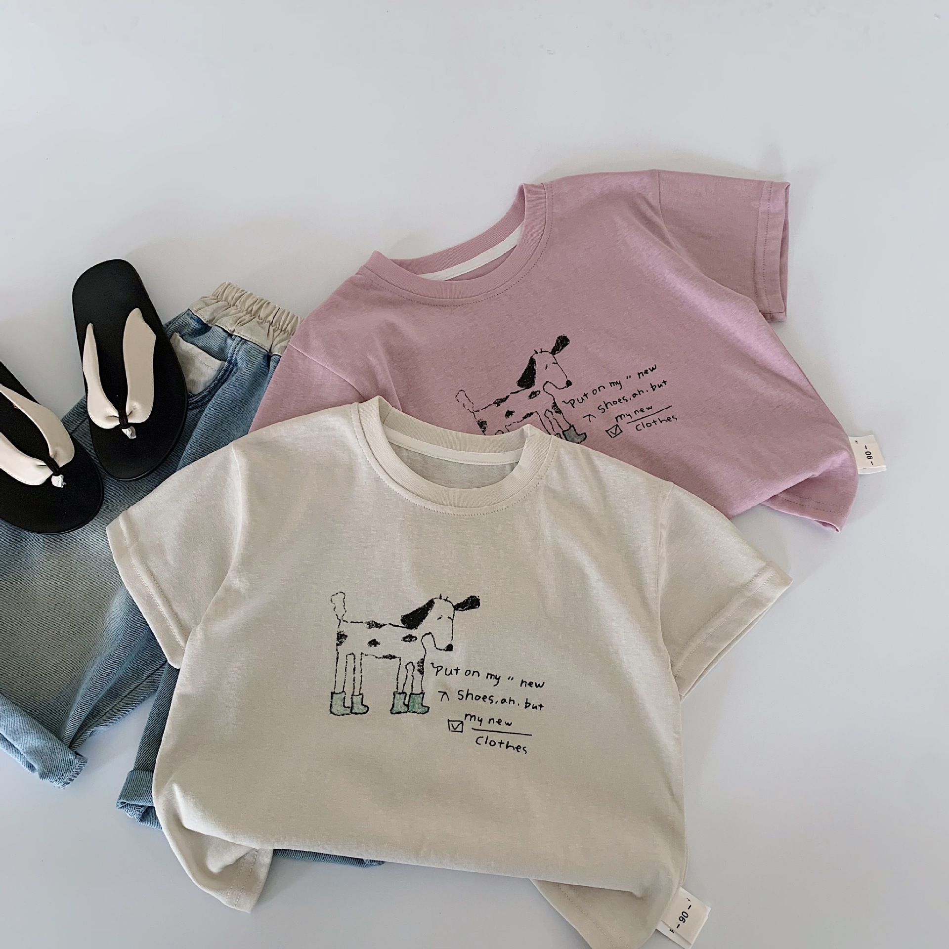Maibao niños verano manga corta 2025 verano nuevo estilo coreano hombres y mujeres dibujos animados de bebé estilo occidental camiseta ropa de verano a
