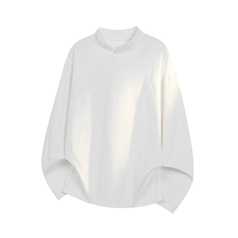 Camiseta masculina de manga comprida com decote em V pequeno e patchwork, modelo boxy. Moletom esportivo estiloso oversized plus size para a primavera de 2026._voghion.com