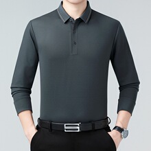 专柜山羊绒POLO衫男25秋冬商务休闲中年爸爸上衣免烫翻领男装体恤