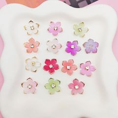新しいグラデーションカラーゴールドエッジダイヤモンド五弁花 diy ジュエリーアクセサリーヘアピン手作り装飾材料在庫卸売