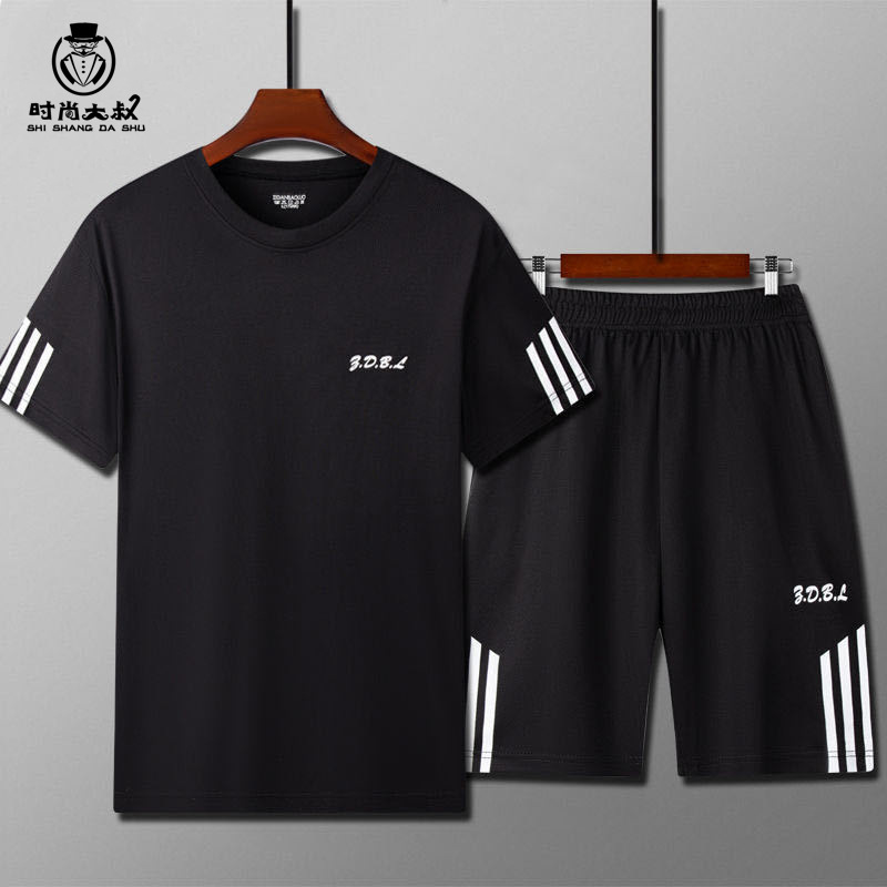 Sports Suit Men's Fitness Sweat Suit Summer Short-Sleeved T-Shirt Loose Quick-Drying Clothing Basketball Training Running Shorts Sports Suit Men's Fitness Sweat Suit Summer Short-Sleeved T-Shirt Loose Quick-Drying Clothing Basketball Training Running Shorts