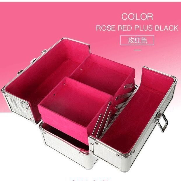 Caja cosmética portátil de aleación de aluminio de doble apertura, caja de herramientas especial para pedicura, caja de uñas de tatuaje, caja de aluminio multicapa de maquillaje