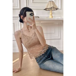 [Beautiful Back Design] Summer Sexy Beautiful Back Lace Camisole Women's Thin Underwear for Outerwear to Prevent Exposure