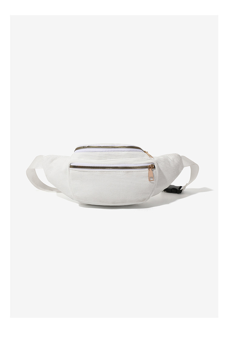 101g Weight Polyester Lining Material Zipper Closure Type Single Shoulder Strap Strap Type Fanny Pack Bags Type Casual, Street Occasion Corduroy Material Solid Color Pattern Spring Season Women's Gender Streetwear Style Dumpling Shape Shape Medium Size Women's Streetwear Solid Color Corduroy Waist Bags 14