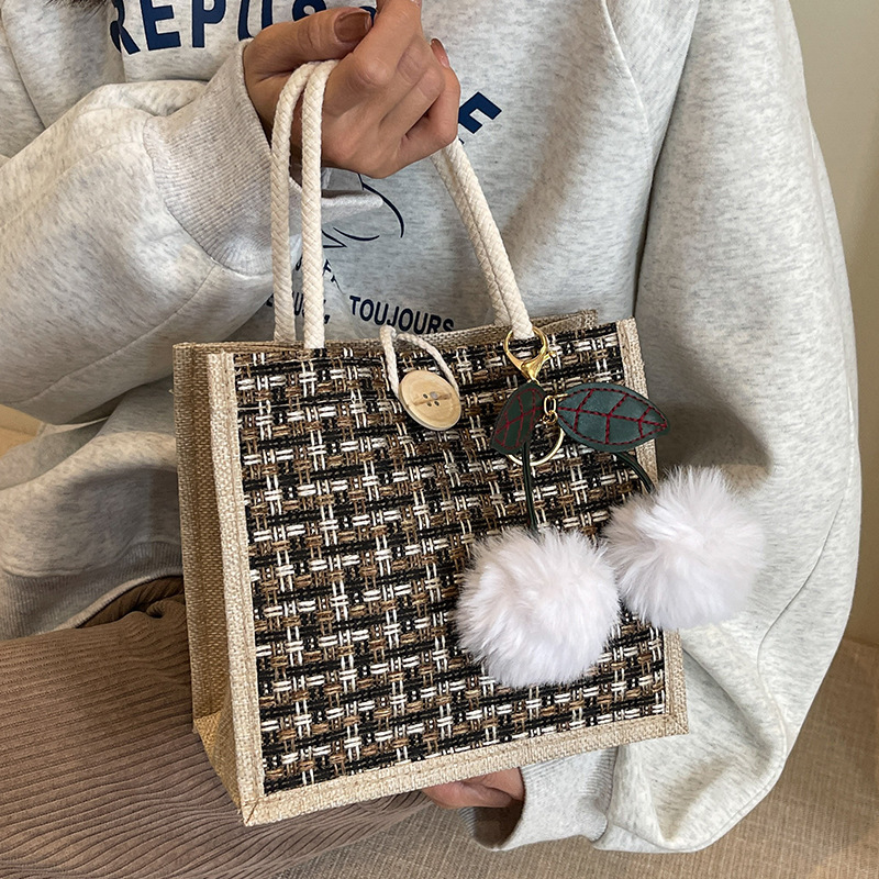 Borsa a tracolla piccola da ufficio in stile giapponese per ragazza, in lino per donna, modello 2024, alla moda e di tendenza_voghion.com