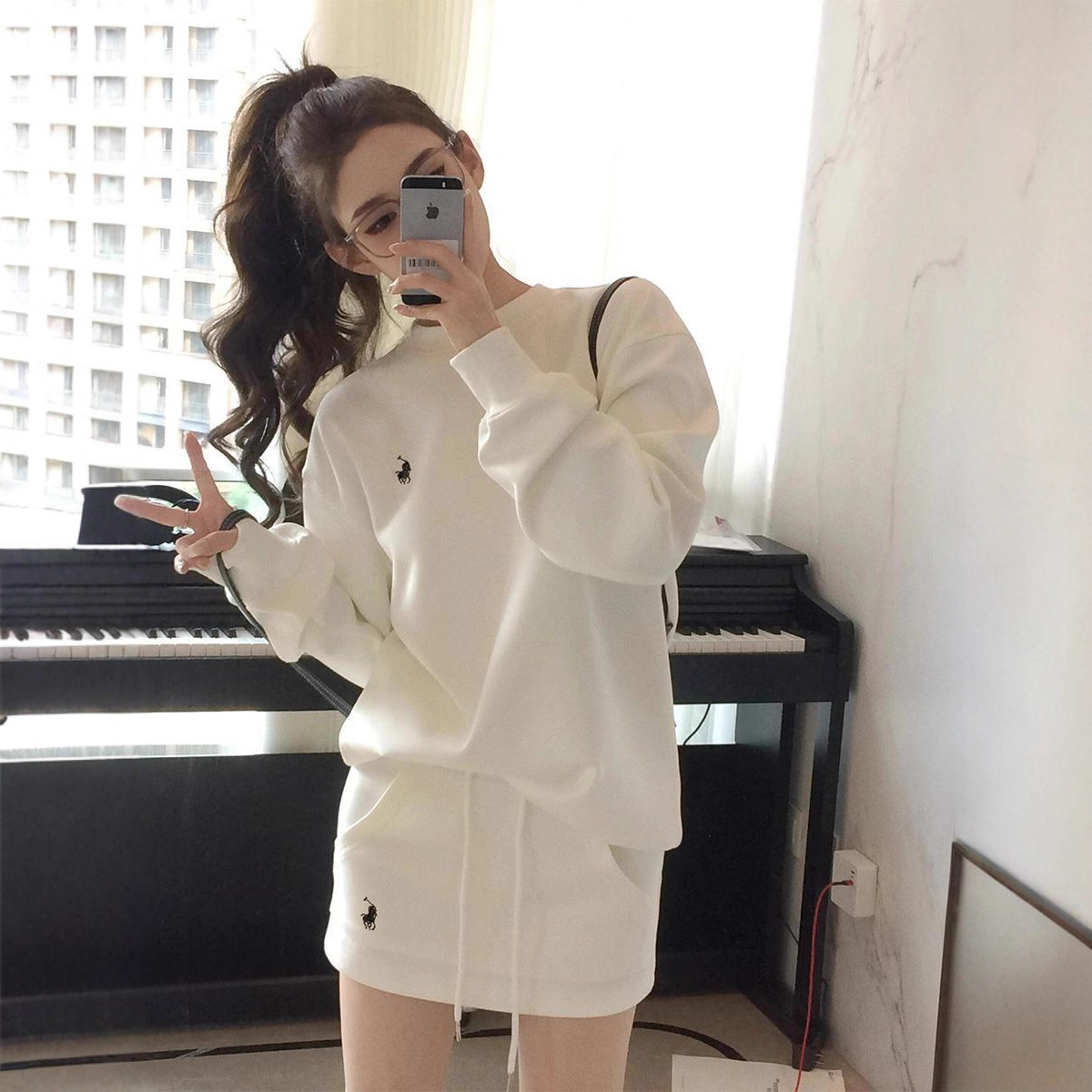 女装新款运动卫衣套装裙女长袖小个子上衣a字半身裙两件套