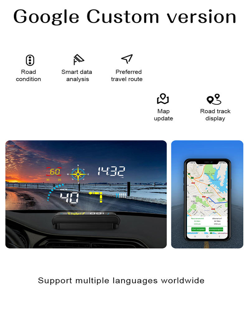 Navigation Version Usb-Powered Car Hud Head-Up Display Universal High-Definition Portable Speed Projector Q10