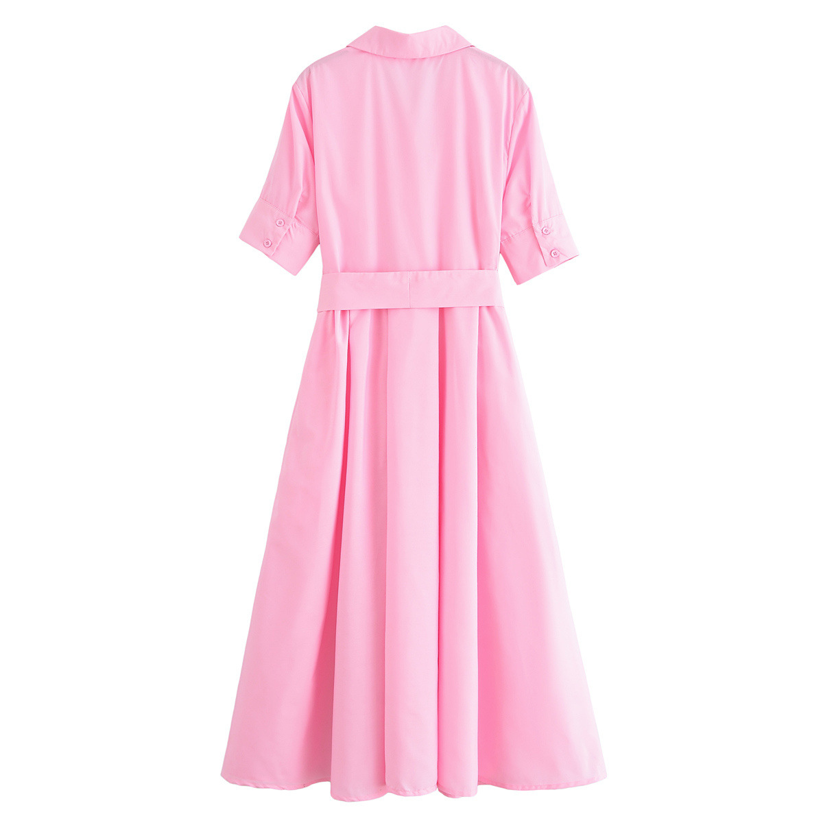 Women's Stylish Elegant Poplin Dress Summer New Arrival Short Sleeved Tie Waist Fashionable Clothing_ecoleips.com