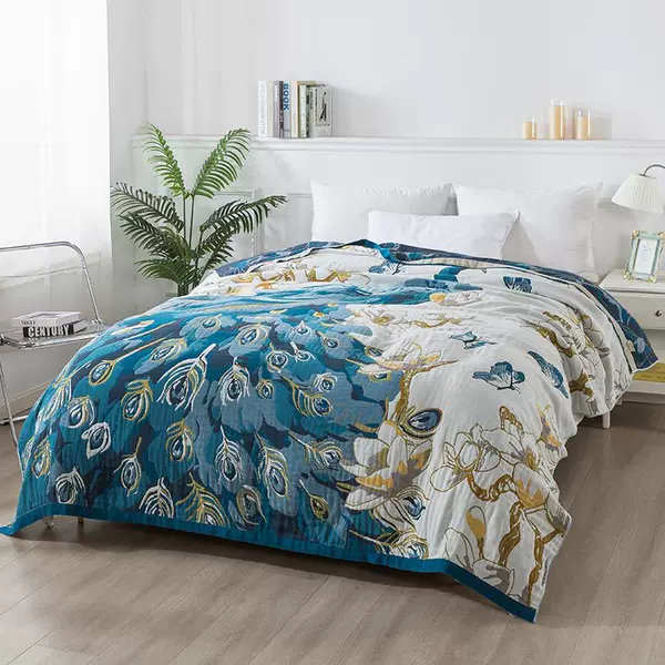 Four-Layer Pure Cotton Gauze Towel Quilt Double Gauze Summer Cool Quilt Office Air-Conditioned Blanket Cotton Towel Blanket