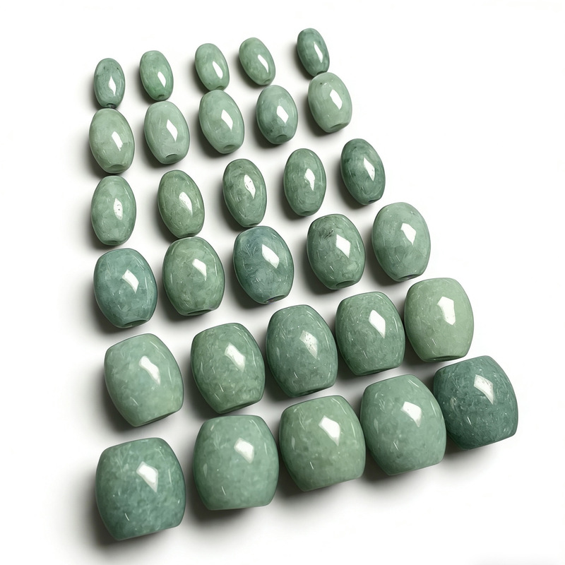 Natural A-Grade Jadeite Green Loose Beads Oval Jade Beads Handmade DIY Accessories Bracelet Spacer Beads Wholesale Jewelry
