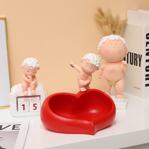 Sculpture David Entrance Keyholder Heart-Shaped Storage Desktop Perpetual Calendar TV Cabinet Living Room Wine Cabinet Home Decor Display Piece