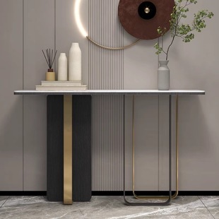 Italian-Style Entrance Cabinet Facing the Door, Extremely Narrow Iron Slate Entrance Table, Ultra-Narrow Light Luxury Simple Modern Entrance Table