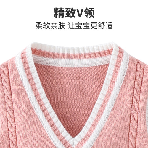 Embroidered cute cat girl baby vest simple A-class knitted girl child vest spring and autumn warm newborn baby vest